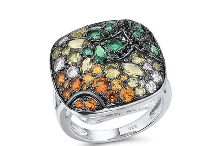 Colorful Stones Sterling Silver Ring