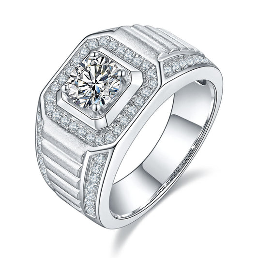 Moissanite One Carat 925 Silver Men's Ring