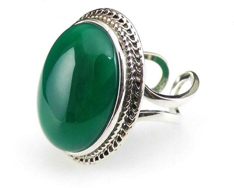 Natural Green Chalcedony Vintage Ring