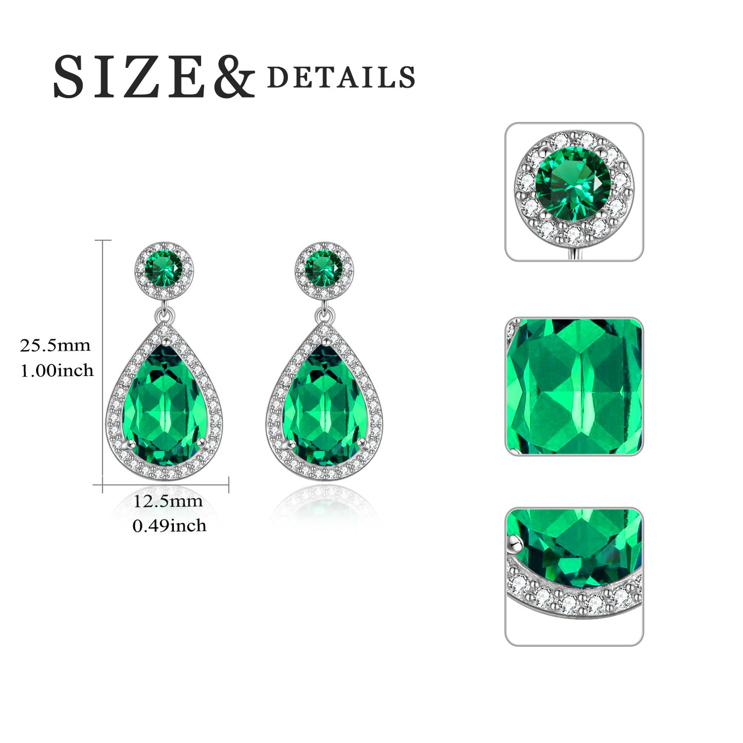 Water Drop Emerald Stud Earrings