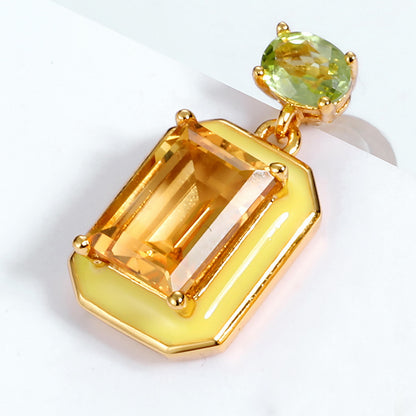 Natural Citrine Peridot Oil-plated 9K Gold Earrings