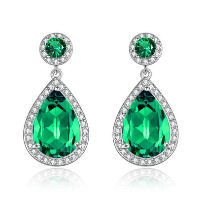 Water Drop Emerald Stud Earrings