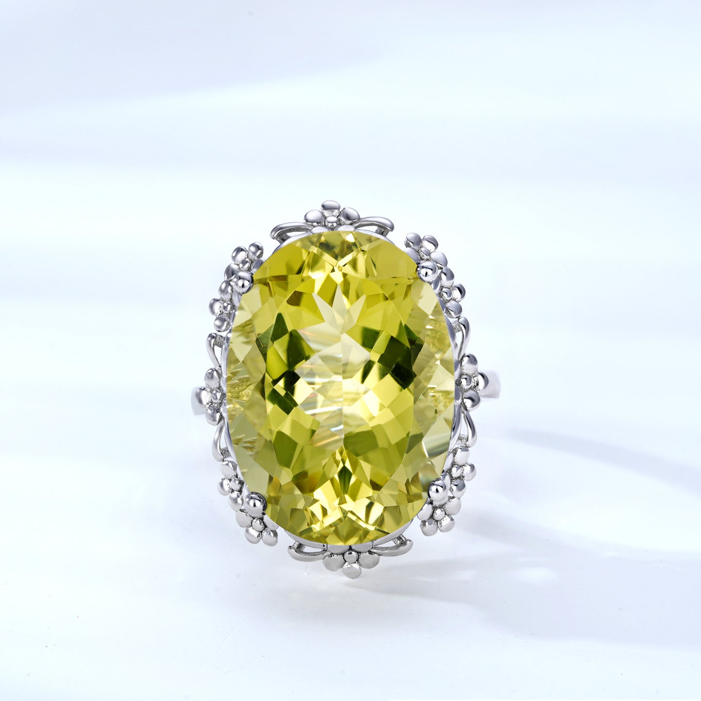 Natural Lemon Crystal Ring