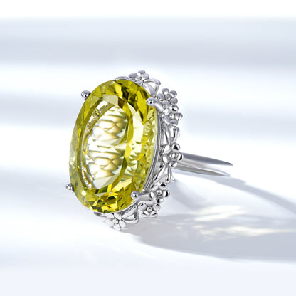 Natural Lemon Crystal Ring