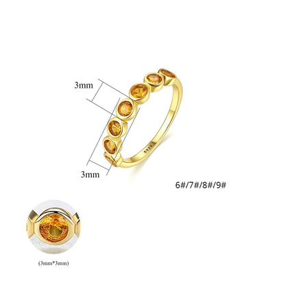 Citrine Band Sterling Silver Ring