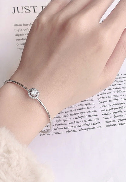 Moissanite Round Bag Sterling Silver Bracelet