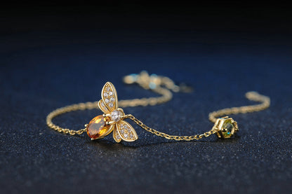 Natural Citrine Peridot Little Bee Bracelet