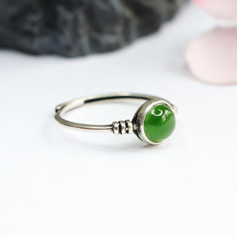  Natural Hetian Jade Jasper Ring